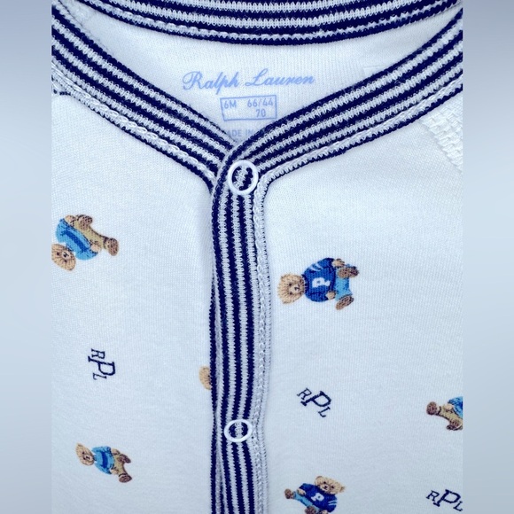 Polo Ralph Lauren Baby Boy Polo Bear Cotton Footed Coverall Size 6M - Picture 4 of 5